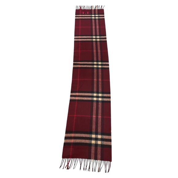 BURBERRY DARK RED GIANT CHECK CASHMERE SCARF - Picture 3 of 9